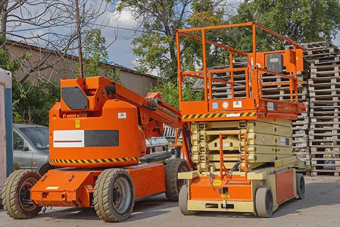 heavy-duty forklift maneuvering through a busy warehouse in Briny Breezes